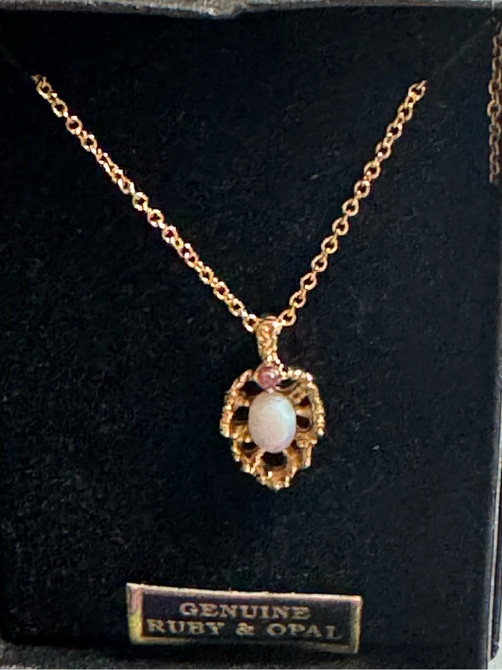 Vintage Van Doran Ruby & Opal Necklace - New in Box